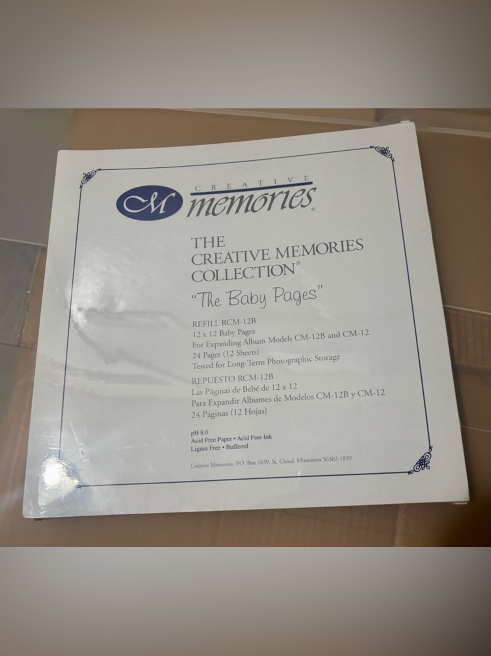 Creative Memories White Baby Pages Refill with Blue Logo